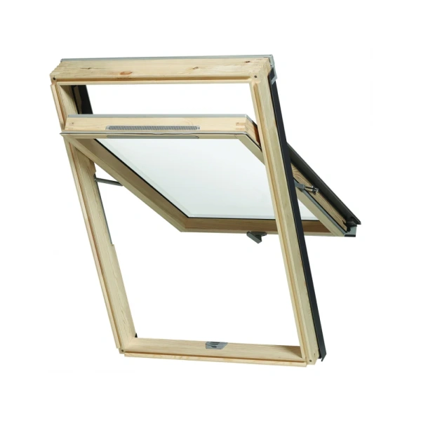 Мансардное окно RoofLITE+ 78х118 см MOE B1000, Дерево, однокамерный стеклопакет, триплекс