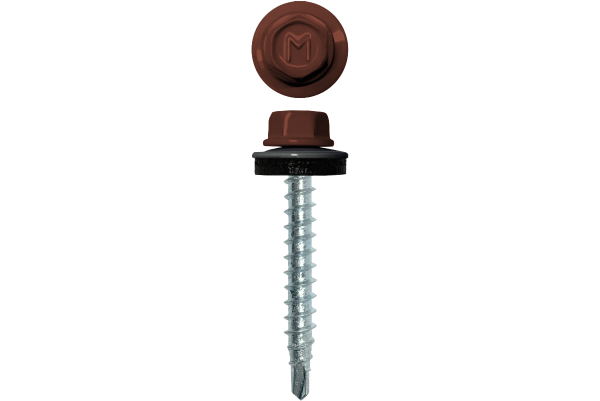 Саморез кровельный Daxmer 4.8х29 мм, сверло №1, RAL 8004, уп.250 шт.