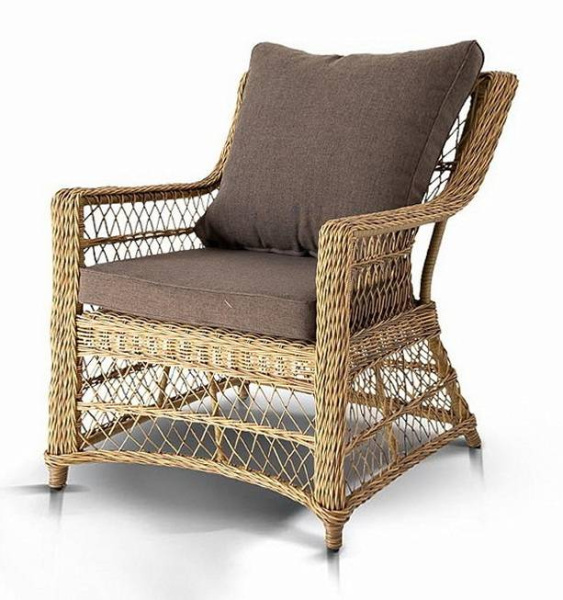 Кресло плетеное из искусственного ротанга, Гранд Латте соломенный