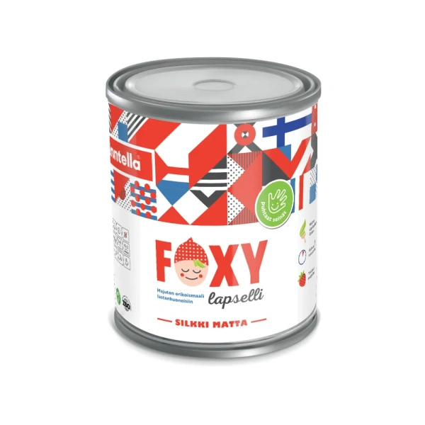 Краска Finntella, Foxy Lapsille silkki matta, специализир. для детских комнат матовая, уп. 0.9 л колеровка