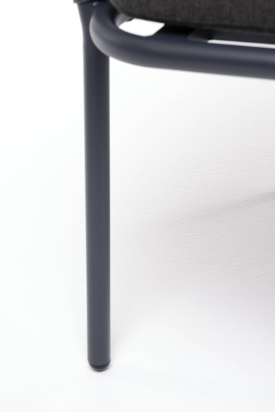 Стул из роупа, Бордо, каркас алюминий темно-серый муар, роуп серый 15 мм, ткань темно-серая