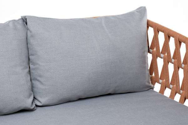 Диван 2-местный из роупа, Диего, карк алюм светло-серый муар,роуп оранжевый меланж круг,светло-серая