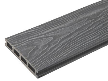 Террасная доска TalverWood 148 мм, L= 6000 мм вельвет и 3D, цвет: серый