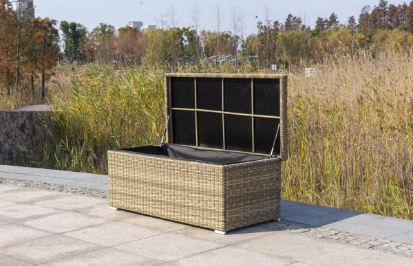 Сундук водонепроницаемый из искусственного ротанга, Порту цвет: соломенный