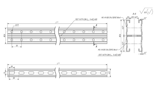 Профиль монтажный сварной HILST, 41 х 82 мм, 2 мм L=1000 мм