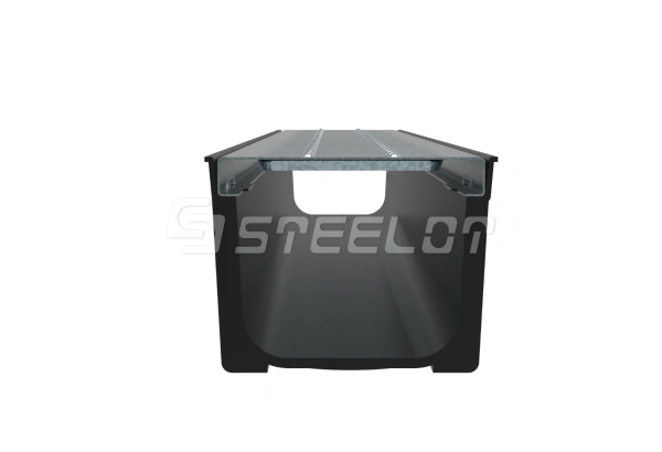 Лоток пластиковый SteePlain DN100 H100 с решеткой стальной, Кл.А