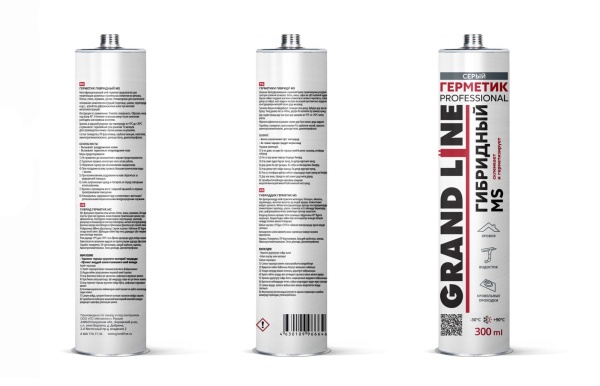 Герметик Grand Line гибридный, Professional MS, серый, 300 мл
