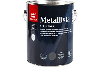 Краска по ржавчине Tikkivala Metallista, глянцевая, база А, уп 2.3 л Цвет: темно-серый