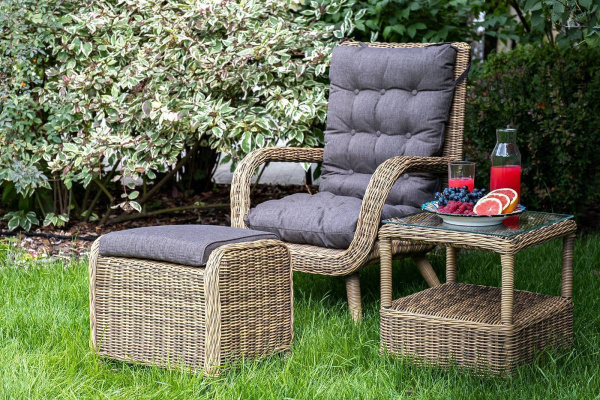 Пуф плетеный из искуственного ротанга, Толедо цвет: соломенный