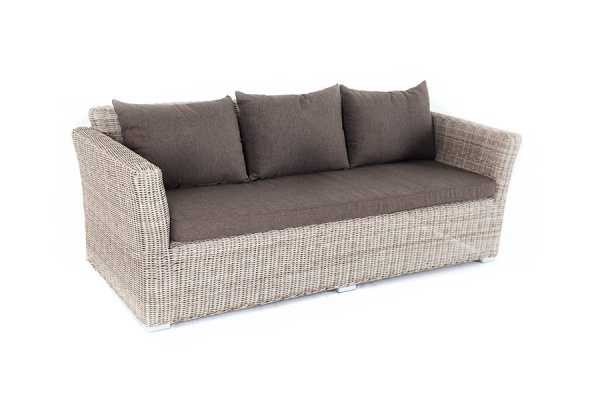 Диван 3-местный из искусственного ротанга, Капучино бежевый