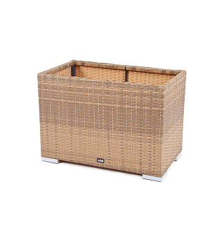 Кашпо для цветов Лунго, плетеное из искусственного ротанга, большое цвет: соломенный