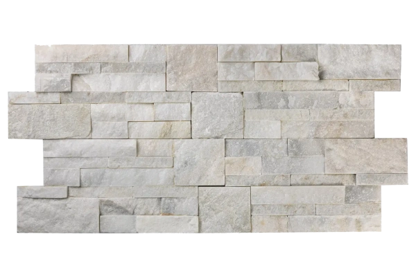 Кварцит, 3D панель из камня, 350х180 мм, Modern White Quartz