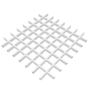 Потолок Грильято, решетка 75х75 мм, h = 40 мм, 0.32 мм, белый матовый