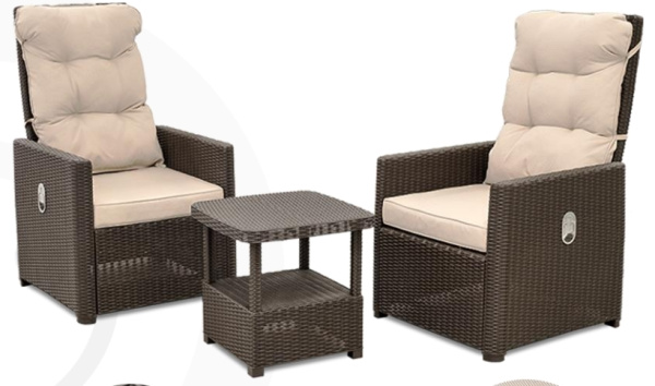 Комплект мебели Rattan Manchester Otto Set 2, из искуст. ротанга, 2 шезлонга, 2 банкетки, столик, цвет: коричневый
