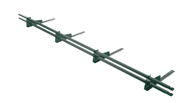 Снегозадержатель для гибкой черепицы Borge L=3000 мм, 4 опоры, 2 трубы, овал 25х45 RAL 6005