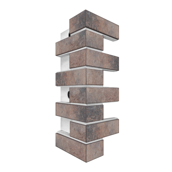 Термопанель угловая Европа с плиткой Keramin, 250х250х600 мм, 80 мм ППС, гладкий, цвет: Орегон 4