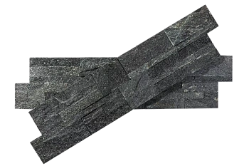 Кварцит, 3D панель из камня, 350х180 мм, Modern Black Quartz, 8 шт/уп
