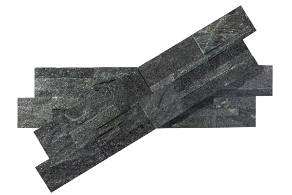 Кварцит, 3D панель из камня, 350х180 мм, Modern Black Quartz