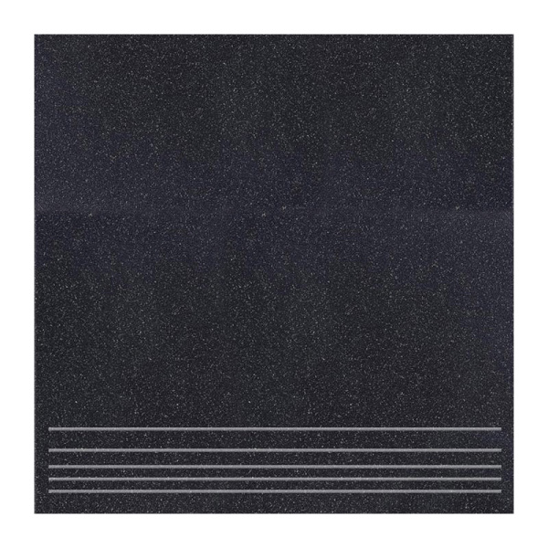 Керамогранит, Уральский гранит, Стандарт, 300х300х8 мм УГ 111, матовый, ступени, черный