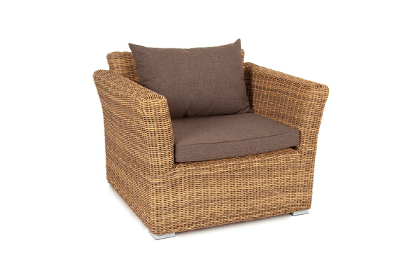 Кресло плетеное из искусственного ротанга, Капучино соломенный