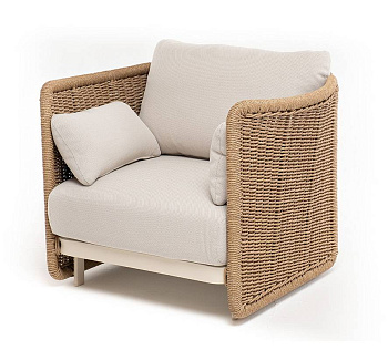 Кресло плетеное из искусственного ротанга, Аликанте, цвет: соломенный