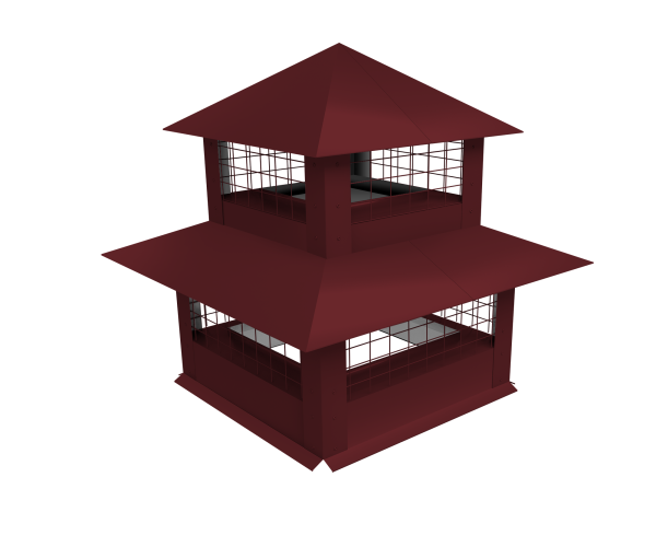 Дымник на трубу GL, двойной с сеткой, 0.45 мм, PE, 400х400 мм, RAL 3005