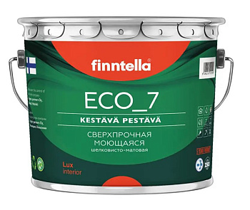 Краска Finntella, Eco 7, стойкая интерьерная полиуретан-латексная матовая, уп. 2.7 л колеровка