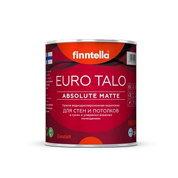 Краска Finntella, Euro Talo, для стен и потолков матовая, уп. 0.9 л колеровка