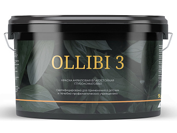 Краска акриловая OLLIBI 3, влагостойкая для внутренних работ, уп 9 л цвет: База А