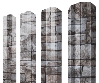 GL Штакетник М-образный A, фигурный 0.45 мм, Print Elite, Fine Stone TwinColor