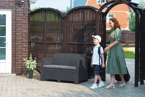 Диван двухместный Arizona, из искуственного ротанга цвет: антрацит