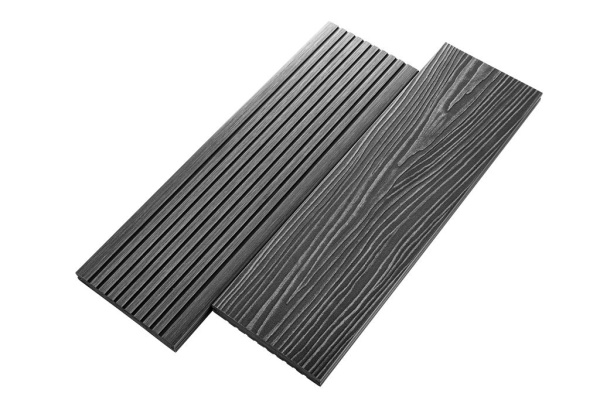 Террасная доска UnoDeck Solid полнотелая 150 мм, L= 4000 мм вельвет и тиснение, цвет: графит