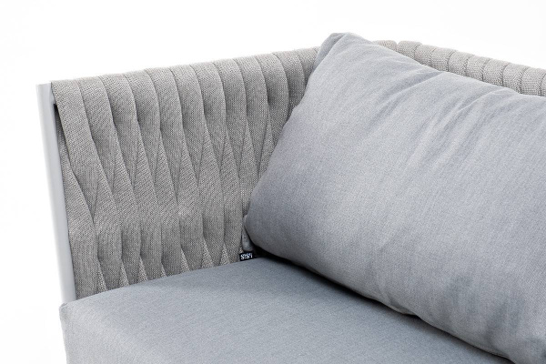 Диван 2-местный из роупа, Монако, карк алюм светло-серый муар,роуп светло-серый 40мм, ткань св.серая