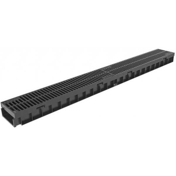Комплект Gidrolica Light, лоток DN100 h55, пластиковая решетка, ячеистая, А15, 08091