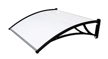 Козырек Krovent из поликарбоната 1200 мм х 930 мм, молочный, кронштейн черный