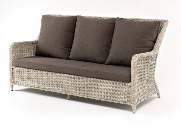 Диван 3-местный из искусственного ротанга, Гляссе бежевый