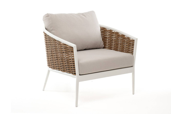 Кресло плетеное из искусственного ротанга, Тоскана, цвет: соломенный