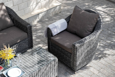Диван 2-местный из искусственного ротанга, Кон Панна графит