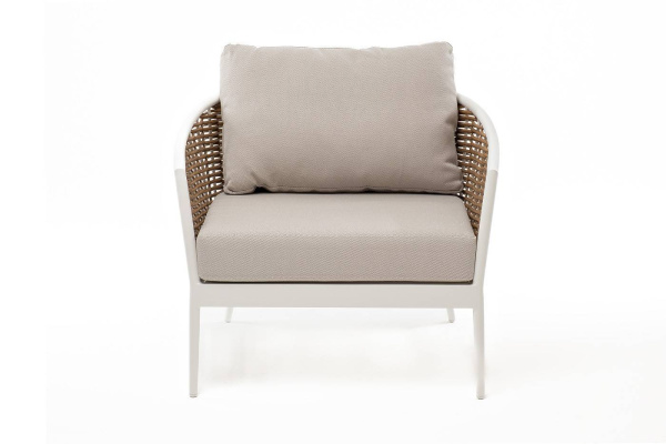 Кресло плетеное из искусственного ротанга, Тоскана, цвет: соломенный