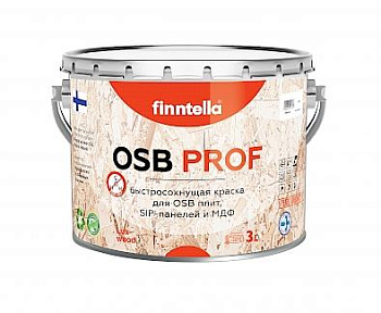 Краска Finntella, OSB Prof lux, для ОСБ, SIP и МДФ быстросохнущая полуматовая, уп. 2.7 л колеровка