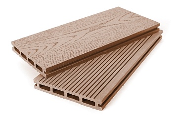 Террасная доска Grand Line 140 мм, L= 4000 мм вельвет и тиснение, цвет: какао