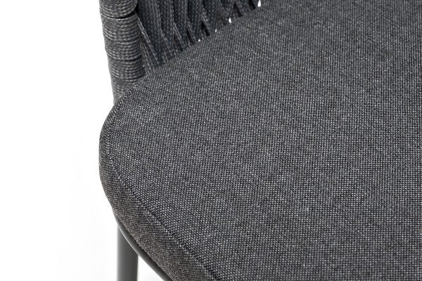 Стул из роупа /колос/, Бордо, каркас алюминий темно-серый муар, роуп серый 15 мм, ткань темно-серая