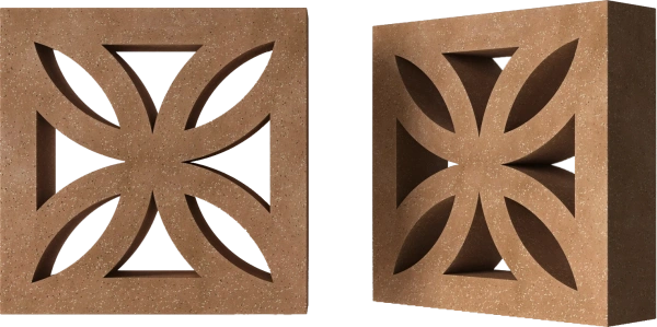 Декоративный бриз-блок Mesterra Cobogo, 250х250 мм 50 мм, 0201, терракотовый