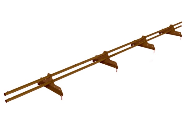 Снегозадержатель универсальный Roofsystems Econom Next 4 опоры, 2 трубы, круг Ø25 мм, L=3000 мм, RAL 8004