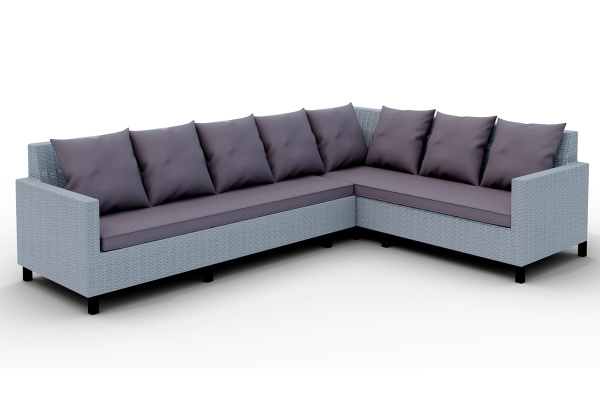 Диван угловой Mokka Bella, из искуственного ротанга, /13 подушек/ цвет: серый