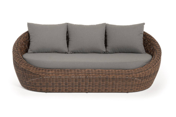 Диван 3-местный из искусственного ротанга, Барселона цвет: коричневый