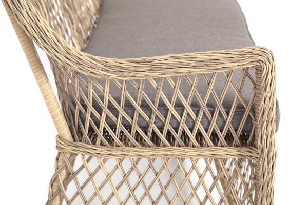 Диван 2-местный из искусственного ротанга, Латте соломенный