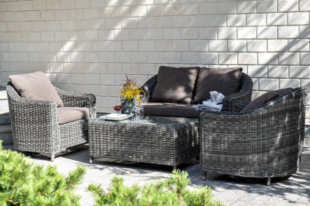 Диван 2-местный из искусственного ротанга, Кон Панна графит