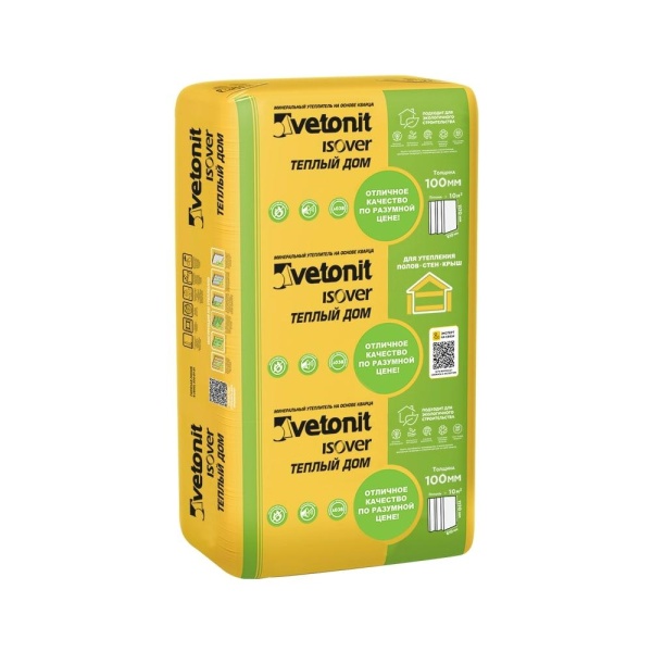 Vetonit Теплый дом, 50х610х1170 мм, 9.993 м², 0.5 м³ уп