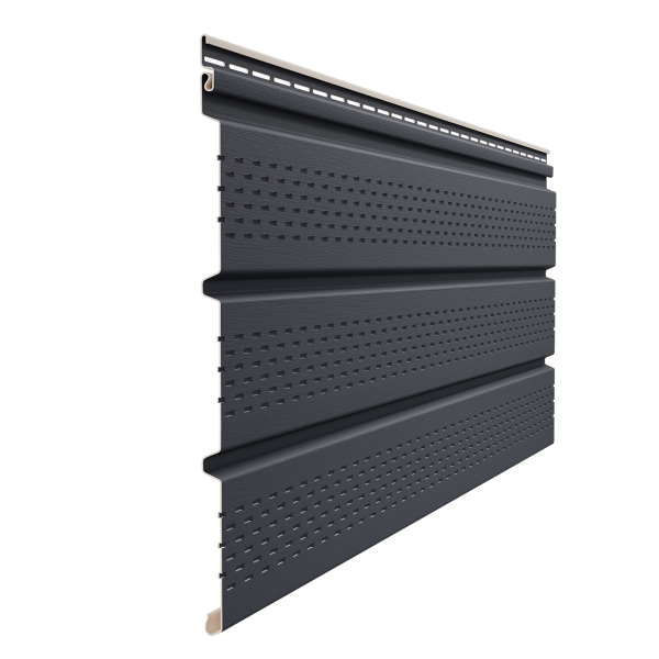Софит пвх Docke, полная перфорация, L=3000 мм серия Premium, цвет: графит